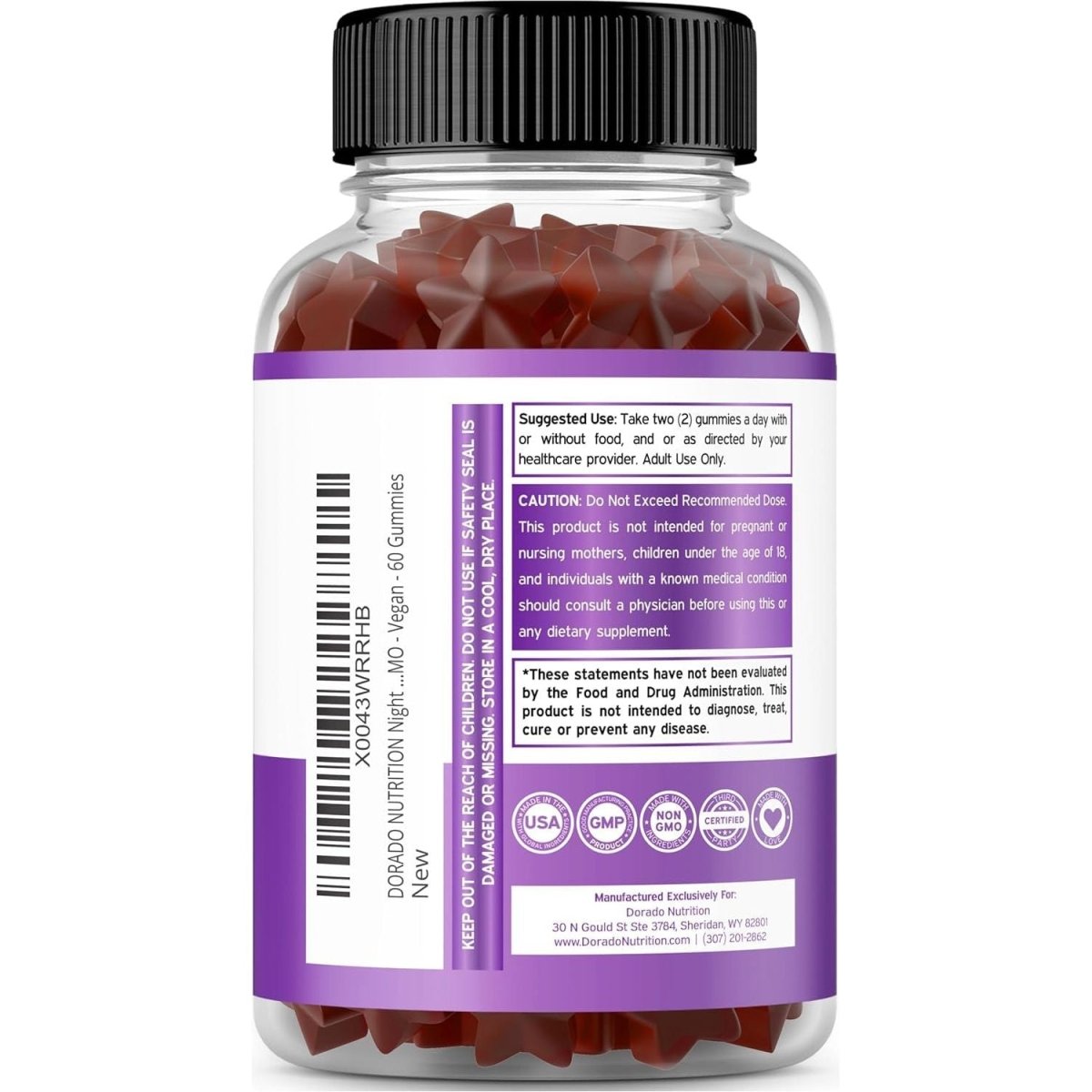 Night Time Fat Burner Gummies Weight Loss&Metabolism Gummies Delicious Raspberry Flavor (60 Gummies) - Suppviv