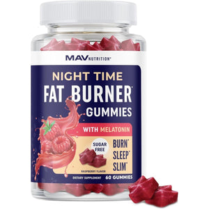 Night Time Fat Burner Gummies with Zero Sugar for Sleep & Weight Loss Support | 60 Ct. - Suppviv