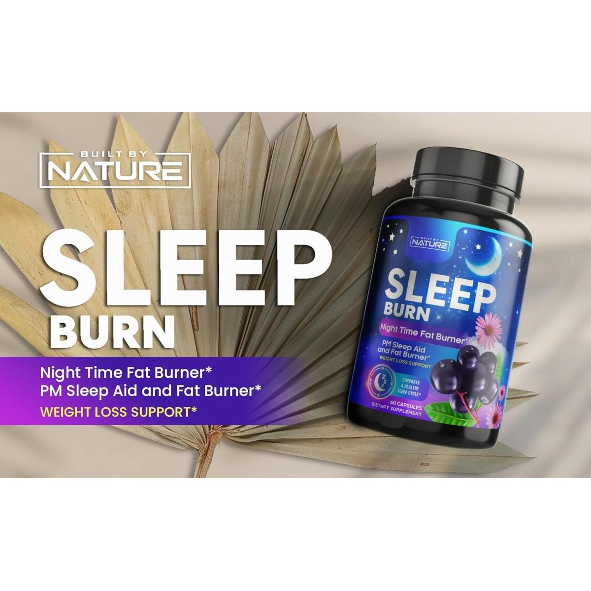 Night Time Fat Burner - Sleep Burn Fast Weight Loss, Appetite Suppressant, 60 Capsules - Suppviv