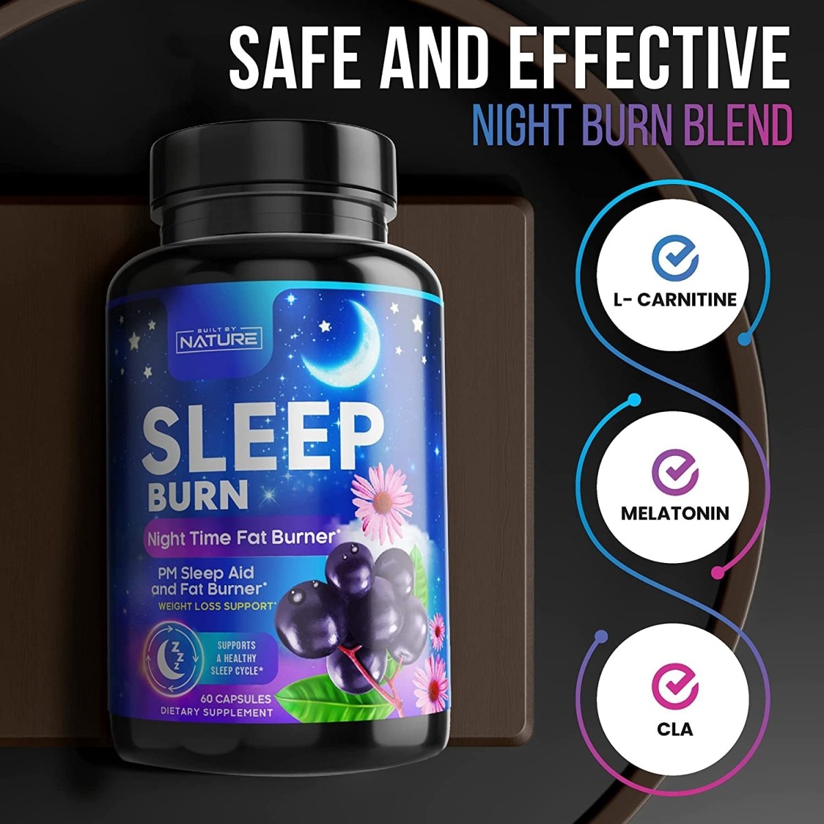 Night Time Fat Burner - Sleep Burn Fast Weight Loss, Appetite Suppressant, 60 Capsules - Suppviv