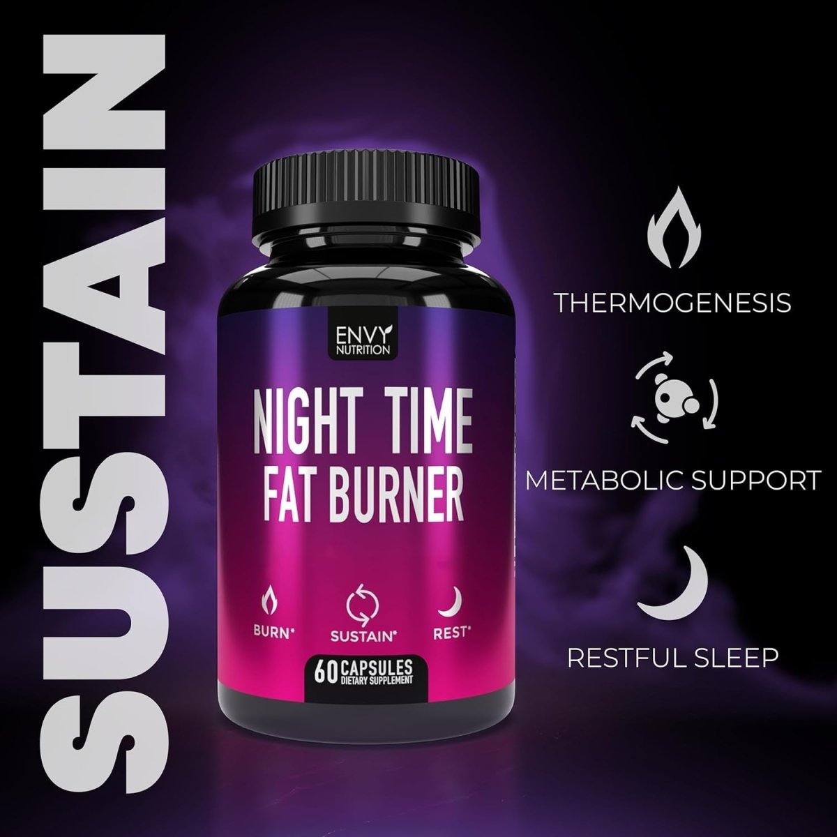 Night Time Fat Burner Supplements with Green Coffee Bean Extract - 60 Capsules - Suppviv