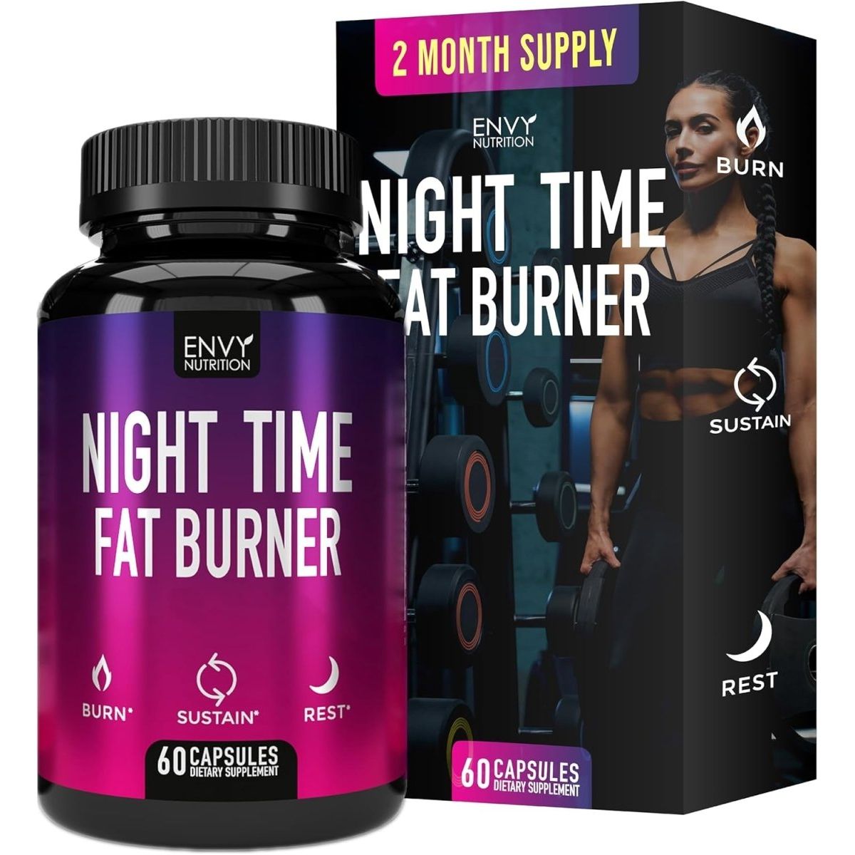 Night Time Fat Burner Supplements with Green Coffee Bean Extract - 60 Capsules - Suppviv