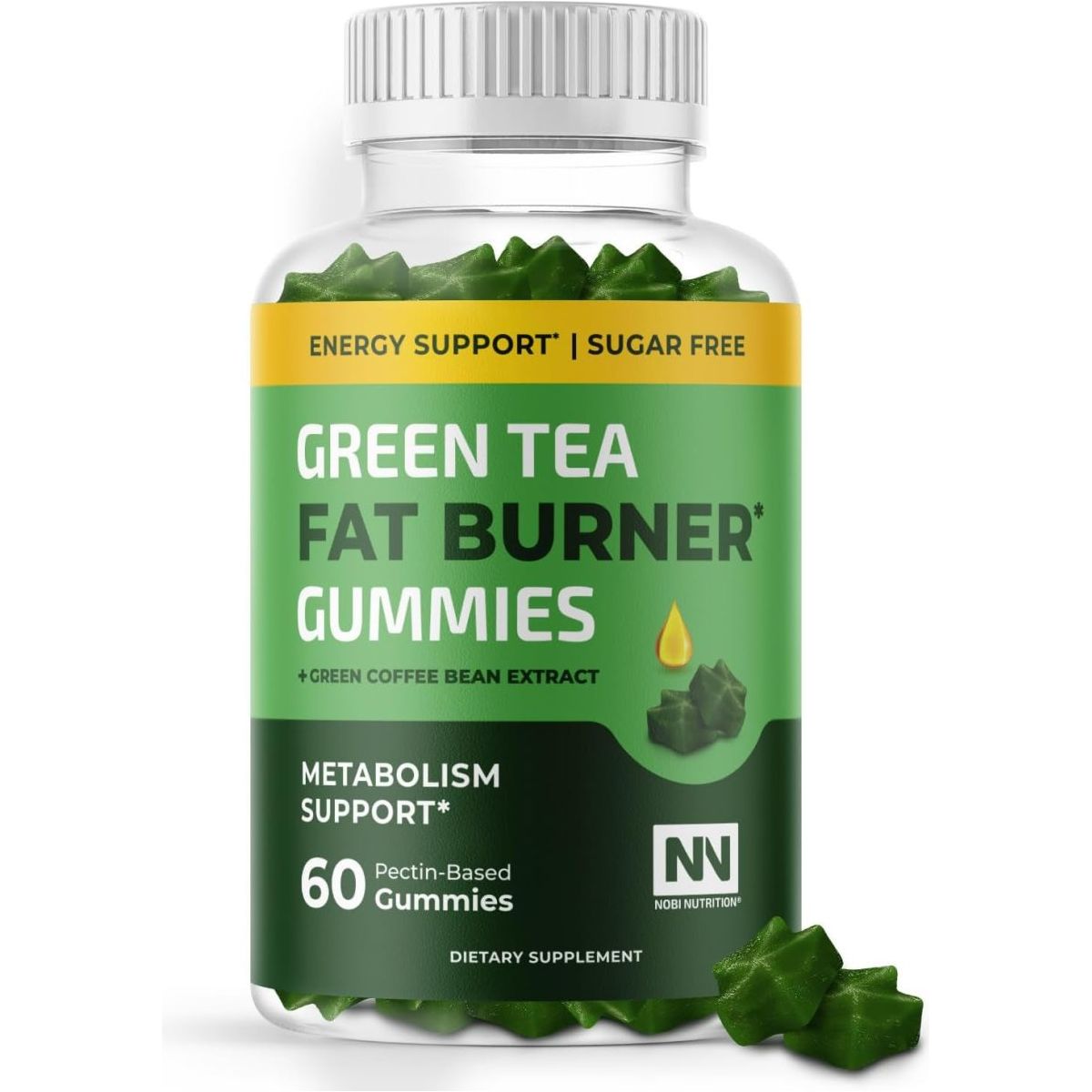 Nobi Nutrition Green Tea Fat Burner Gummies for Weight Loss | Metabolism Boost & Appetite Suppressant - Suppviv