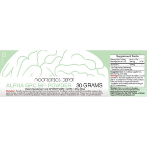 Nootropics Depot Alpha - Gpc 99% Powder | 30 Grams | Brain Booster | Choline Supplement | Supports Brain Health, Memory and Focus - Suppviv