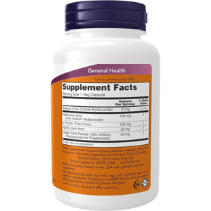 NOW Foods Supplements, Hyaluronic Acid 100 Mg, 120 Veg Capsules - Suppviv