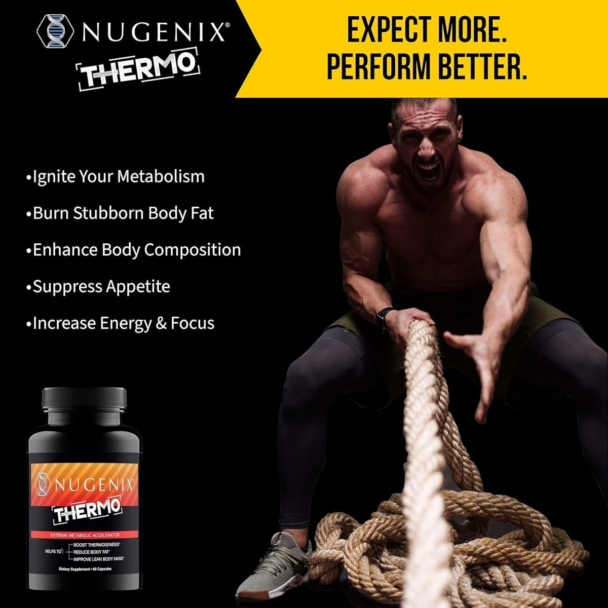Nugenix Thermo - Thermogenic Fat Burner Supplement Pills for Men, Extreme Metabolic Accelerator, 42 Count - Suppviv