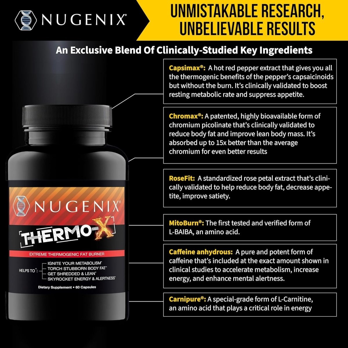 Nugenix Thermo - X: Thermogenic Fat Burner Supplement for Men, Extreme Metabolic Accelerator, 60 Count - Suppviv