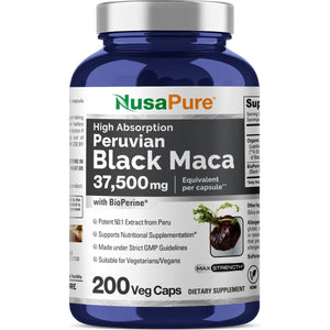 Nusapure Black Maca Root 500Mg 200 Capsules - Suppviv