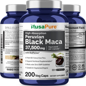 Nusapure Black Maca Root 500Mg 200 Capsules - Suppviv