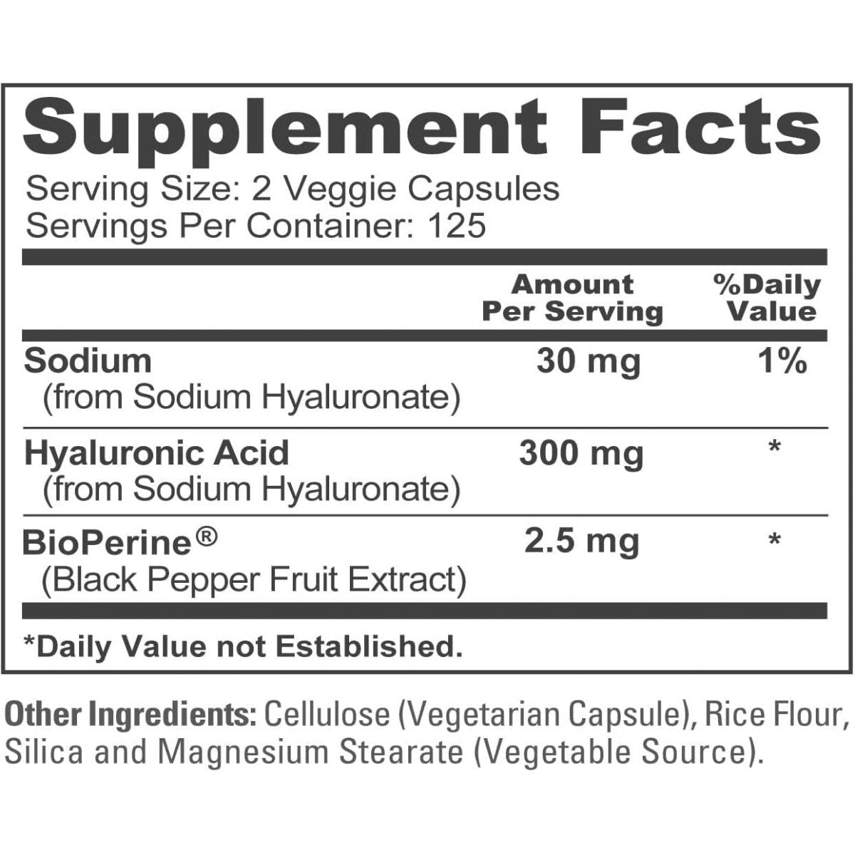 Nusapure Hyaluronic Acid 300Mg 250 Veggie Capsules (Non - Gmo, Vegan) - Suppviv
