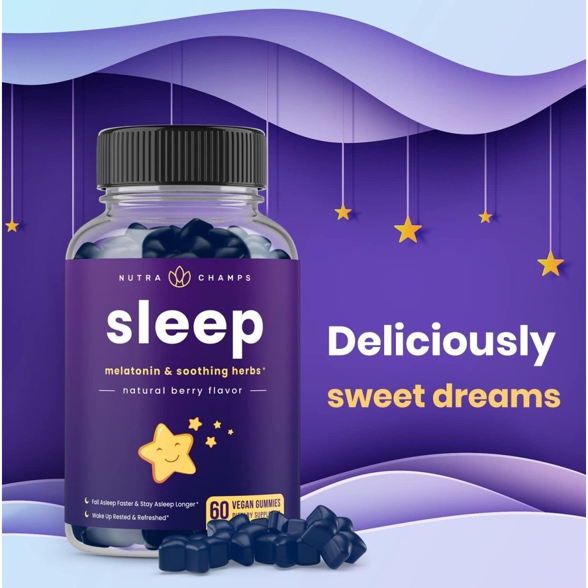 Nutrachamps Sleep Gummies for Adults & Kids - Melatonin Gummies with Chamomile 3Mg - Suppviv