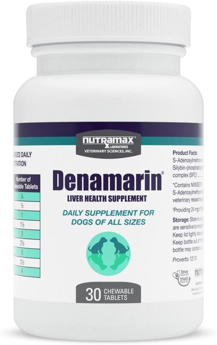 Nutramax Denamarin Liver Health Supplement for Dogs, (30 Chewable Tablets) - Suppviv