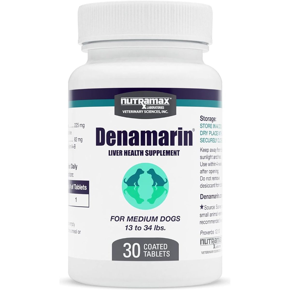 Nutramax Laboratories Denamarin Liver Health Supplement for Medium Dogs - 30 Tablets - Suppviv