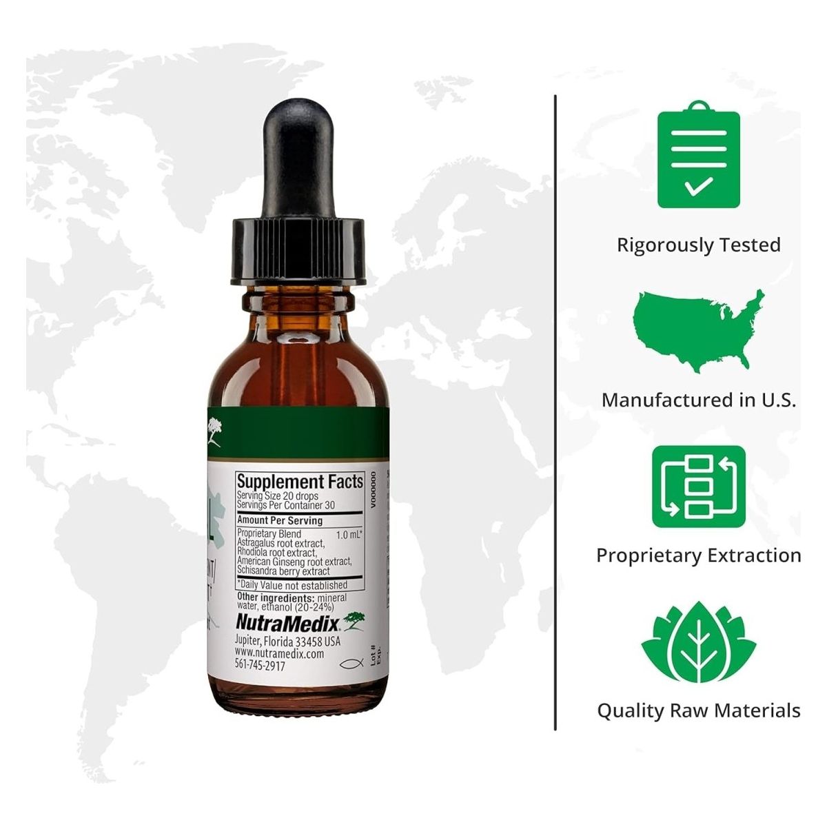 Nutramedix Adrenal Fatigue Supplement for Energy Support, Stamina, and Stress - (1Oz / 30Ml) - Suppviv