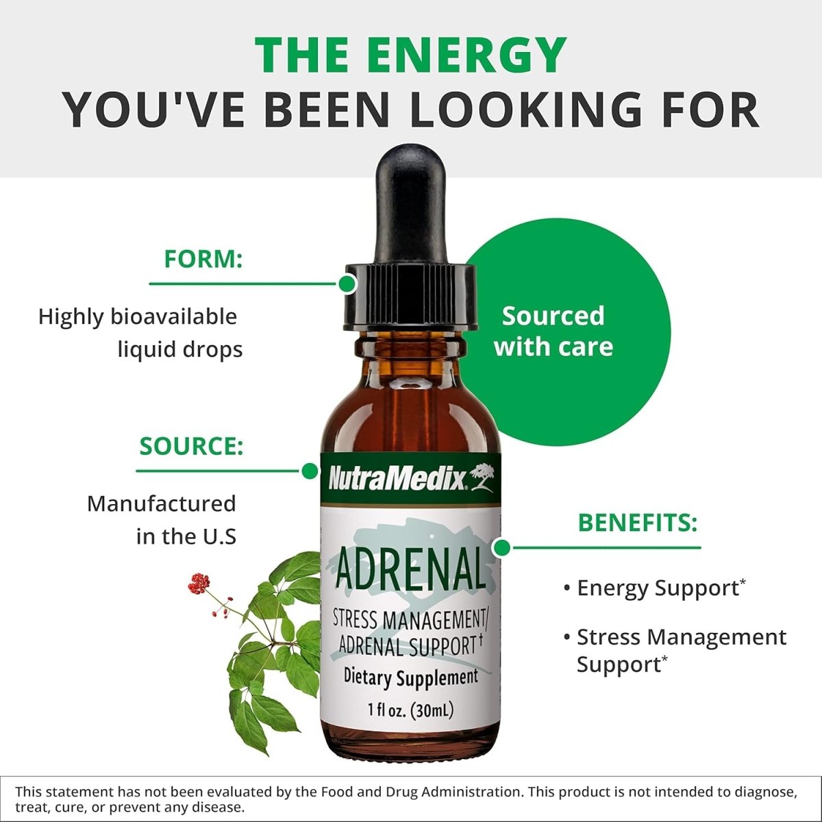 Nutramedix Adrenal Fatigue Supplement for Energy Support, Stamina, and Stress - (1Oz / 30Ml) - Suppviv