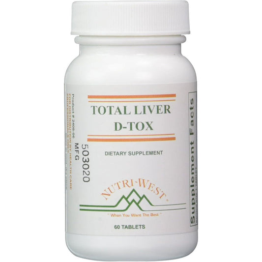 Nutri - West Total Liver D - Tox - 60 Tablets, White - Suppviv