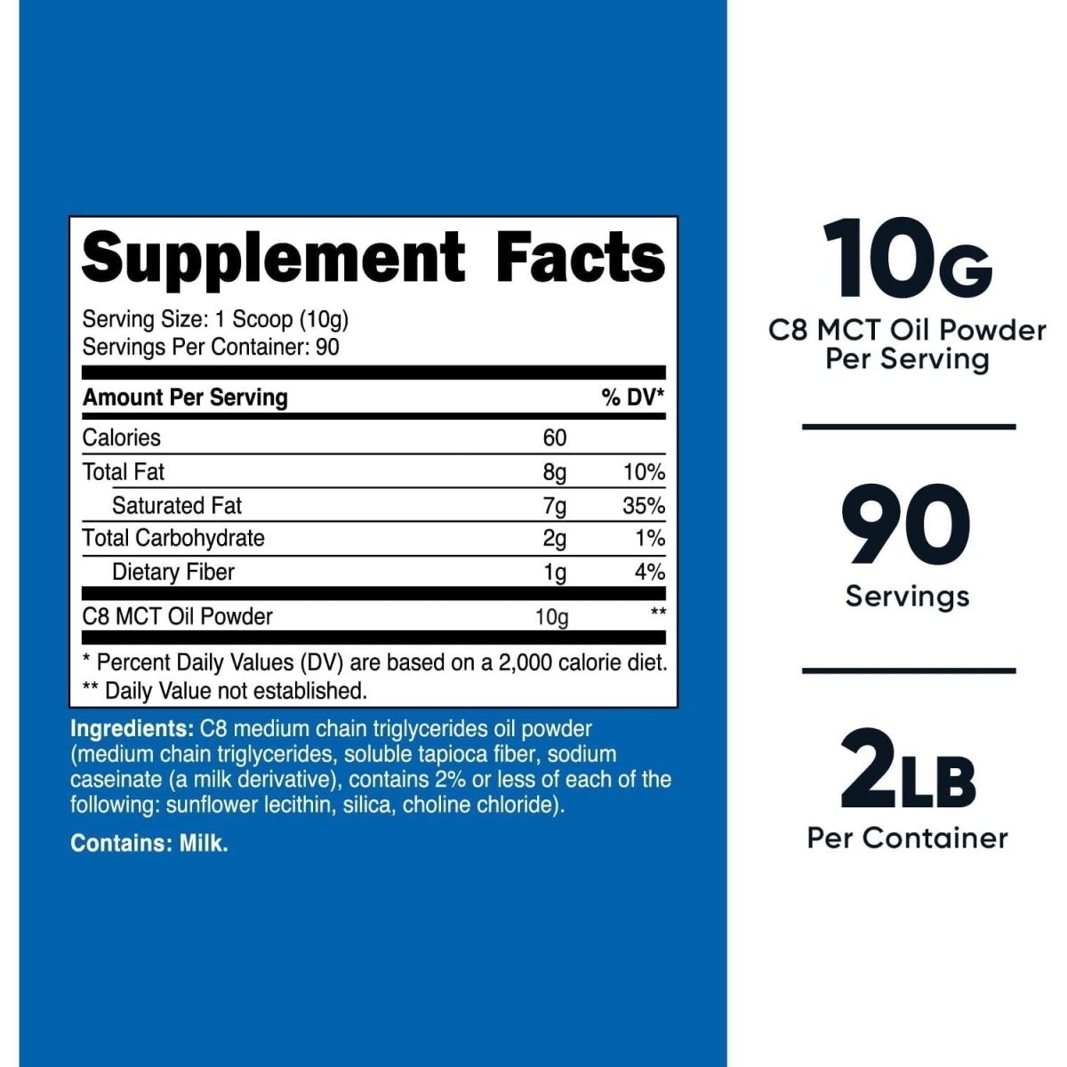 Nutricost C8 MCT Oil Powder 2LBS (32Oz) - 95% C8 MCT Oil Powder - Suppviv
