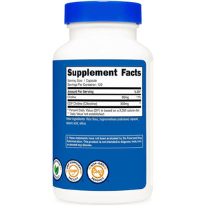 Nutricost CDP Choline (Citicoline) 300Mg, 120 Vegetarian Capsules - Non - Gmo, Vegetarian Friendly, Gluten Free - Suppviv