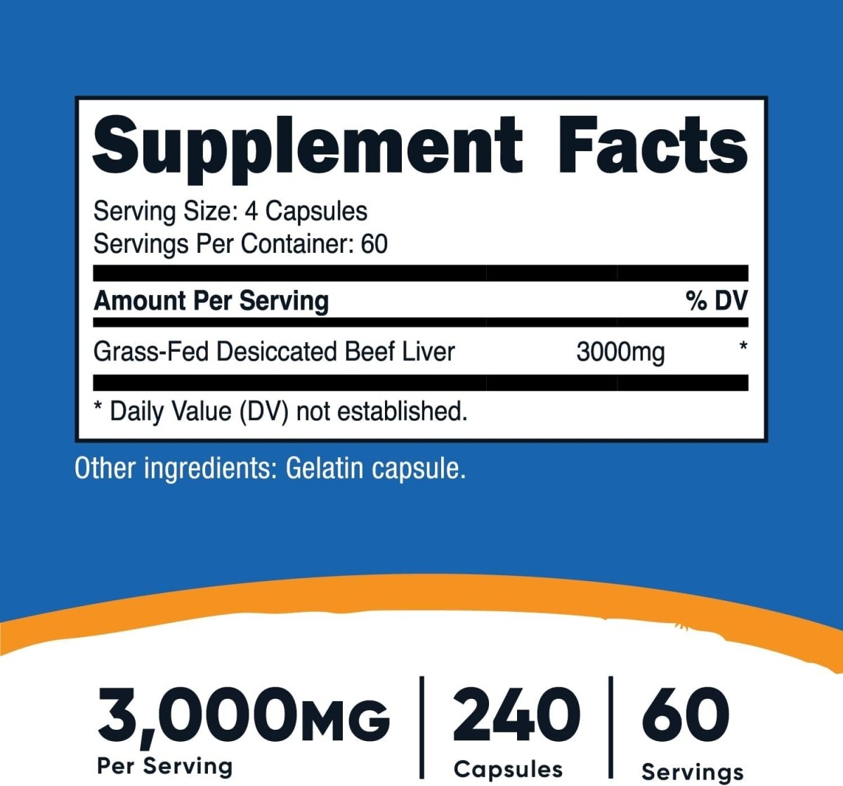 Nutricost Grass Fed Desiccated Beef Liver Capsules 3000Mg 1 PACK - Suppviv