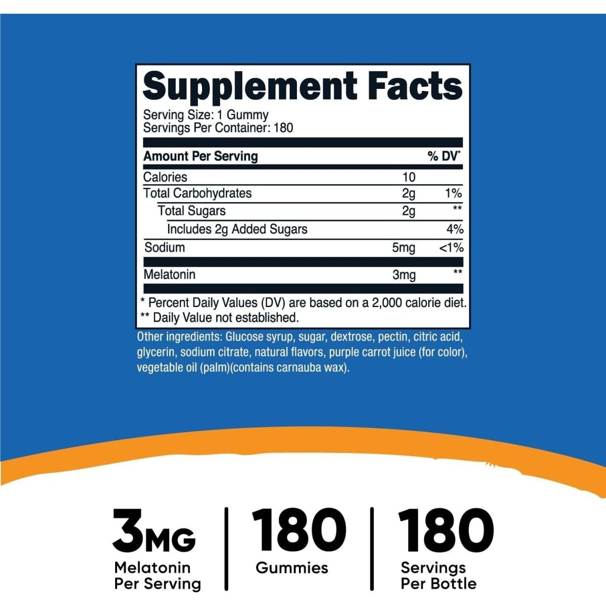 Nutricost Melatonin 3Mg, 180 Gummies, Strawberry Flavored - Suppviv