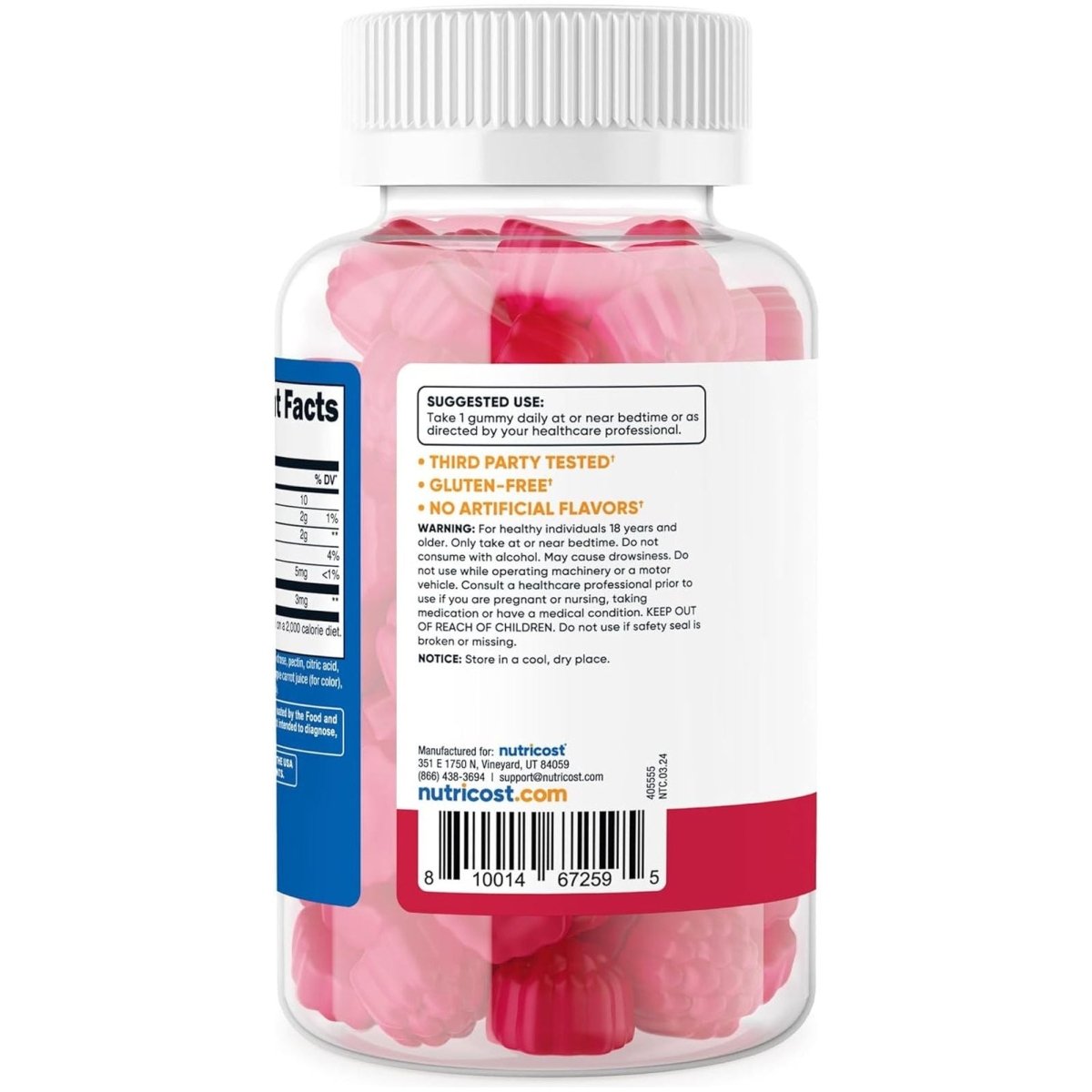 Nutricost Melatonin 3Mg, 180 Gummies, Strawberry Flavored - Suppviv