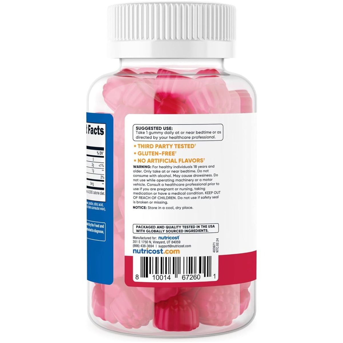 Nutricost Melatonin 5Mg, 180 Gummies Strawberry Flavored - Gluten Free - Suppviv