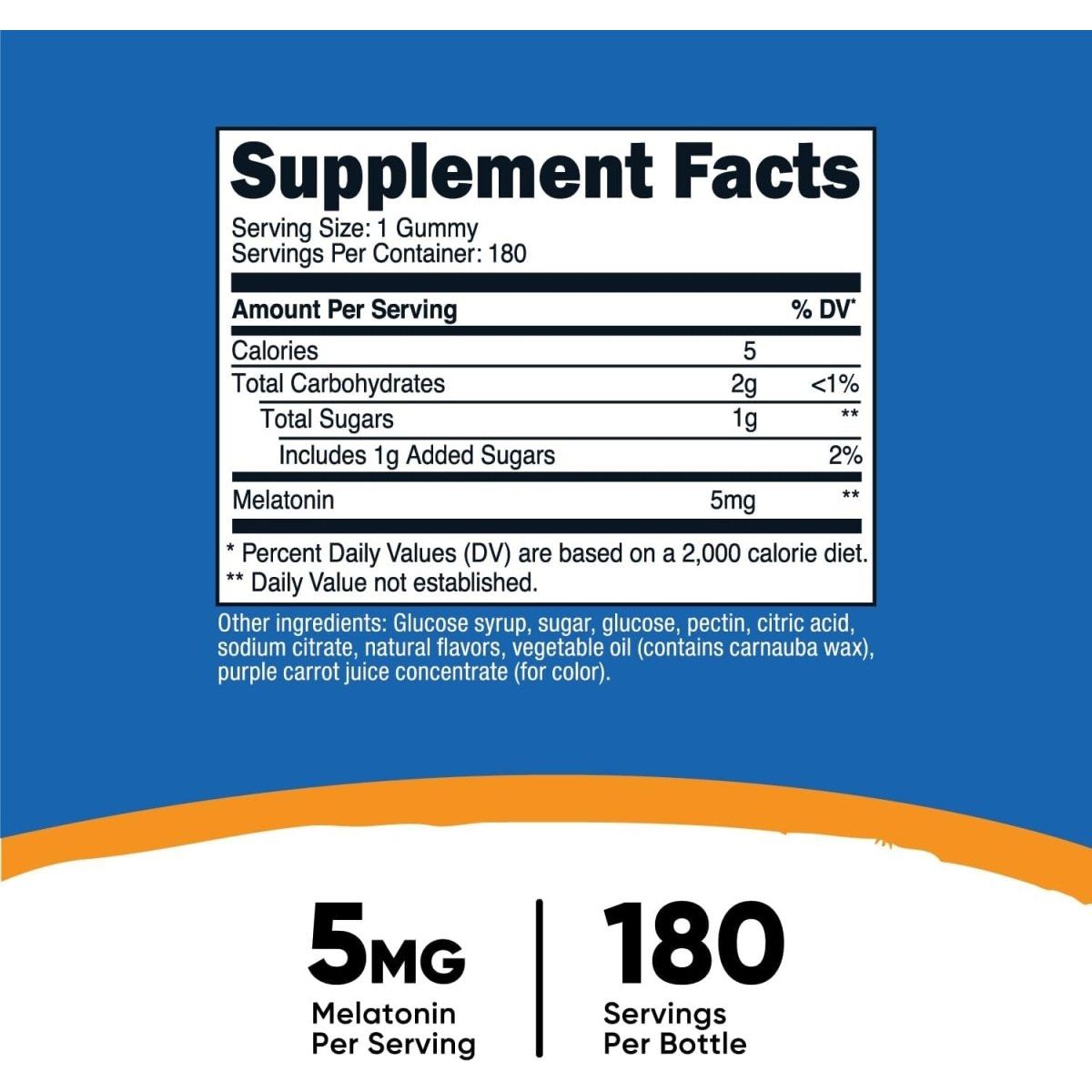 Nutricost Melatonin 5Mg, 180 Gummies Strawberry Flavored - Gluten Free - Suppviv