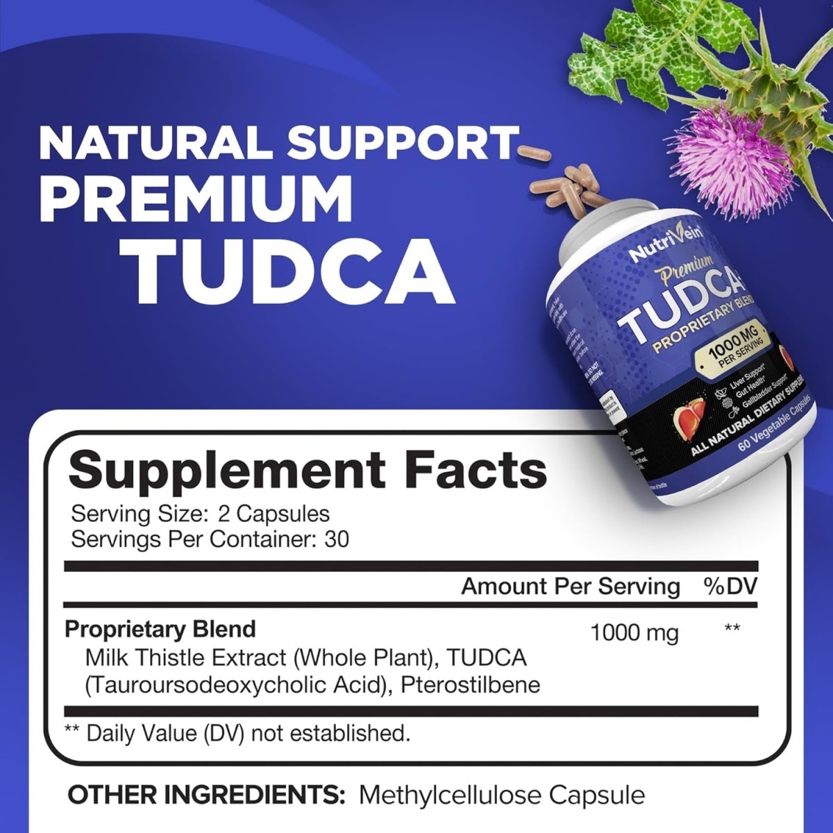 Nutrivein TUDCA+ Liver Support Supplement 1000Mg (60 Capsules) - Suppviv