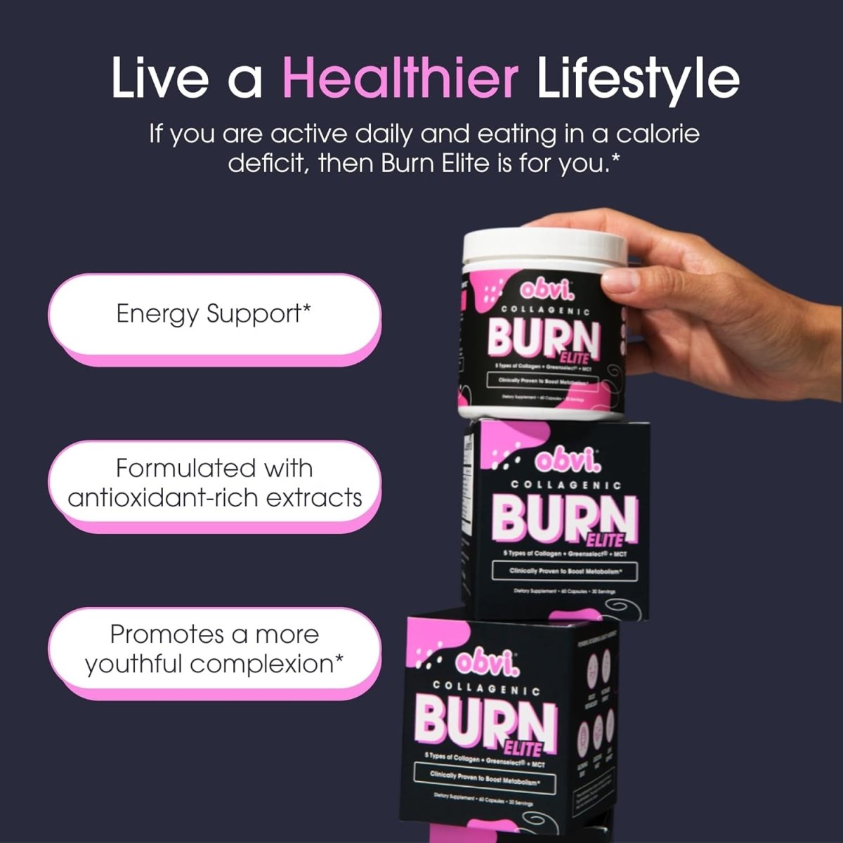 Obvi Burn Elite | Supplement with Collagen and Green Tea | 60 Capsules - Suppviv