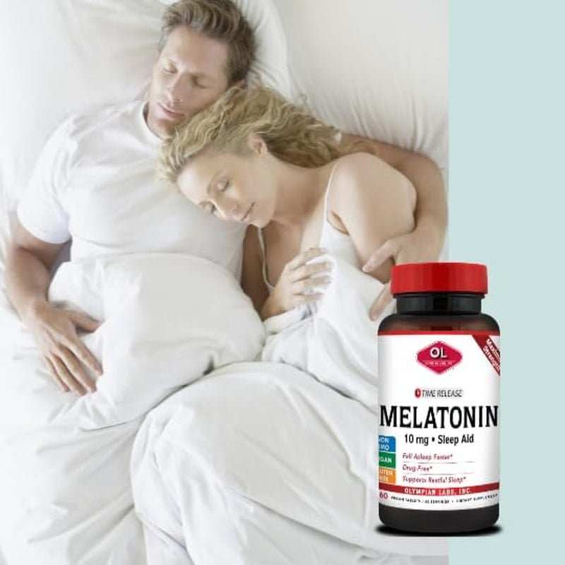 Olympian Labs Melatonin 10Mg Time Release with Vitamin B6 - 60 Tablets (60 Servings) - Suppviv
