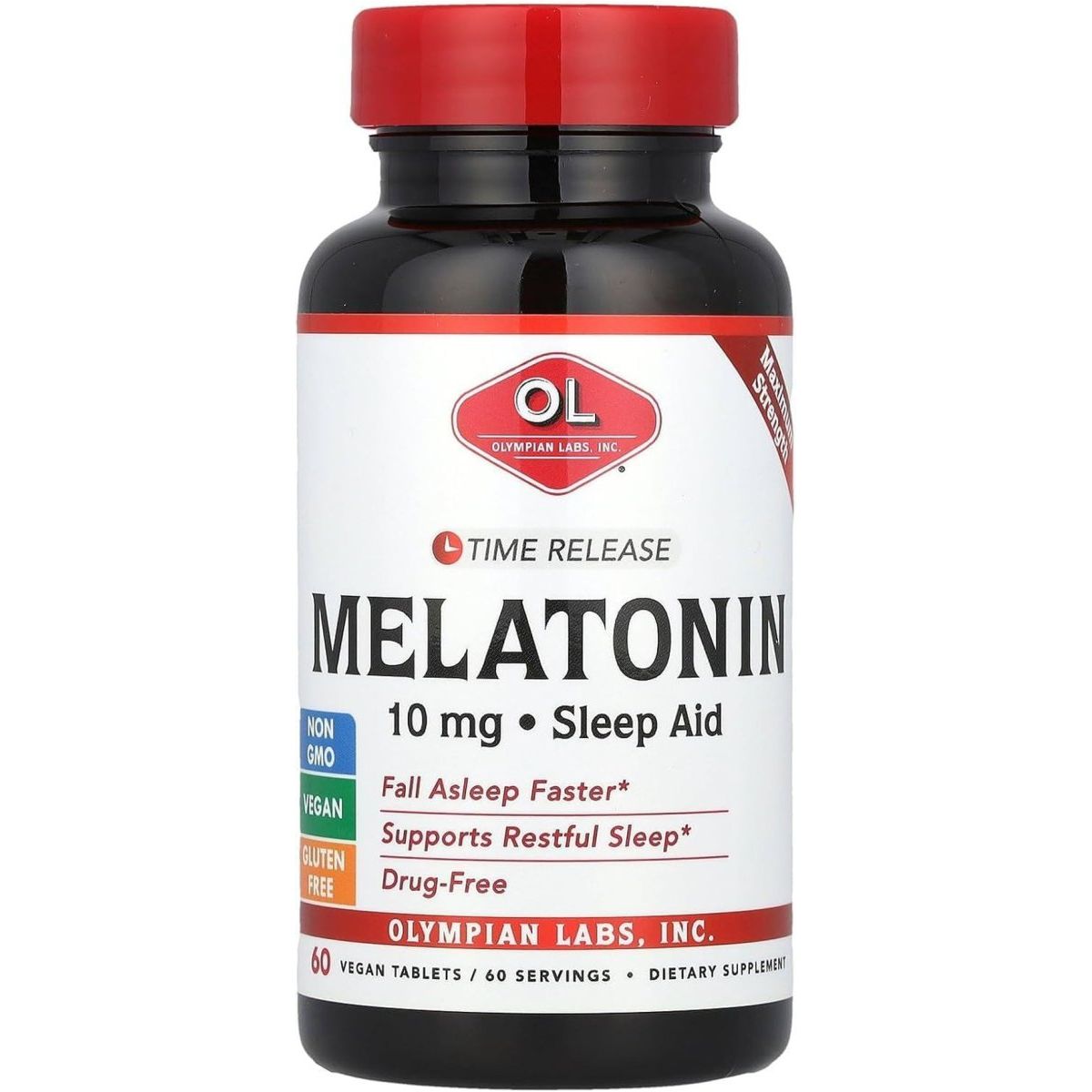 Olympian Labs Melatonin 10Mg Time Release with Vitamin B6 - 60 Tablets (60 Servings) - Suppviv