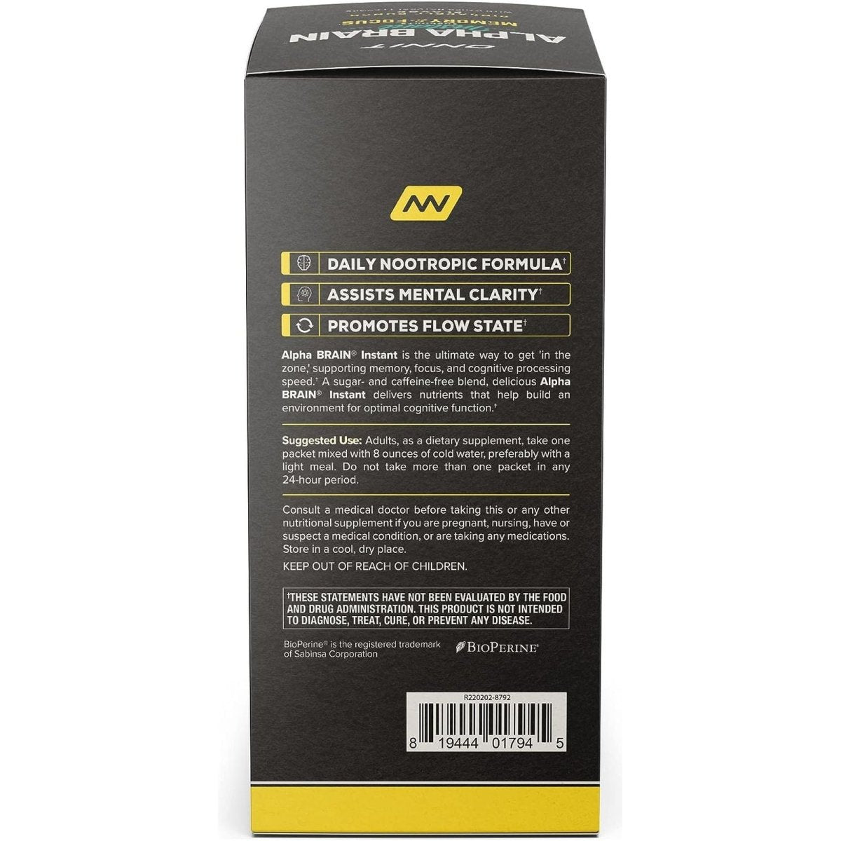 ONNIT Alpha Brain Instant - Pineapple Punch Flavor - Nootropic Brain Booster Memory Supplement - 30Ct - Suppviv