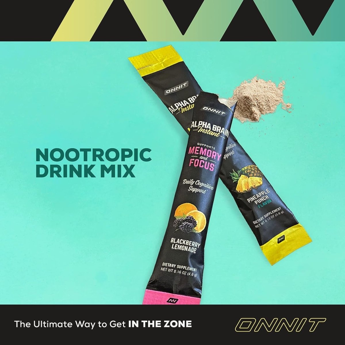 ONNIT Alpha Brain Instant - Pineapple Punch Flavor - Nootropic Brain Booster Memory Supplement - 30Ct - Suppviv