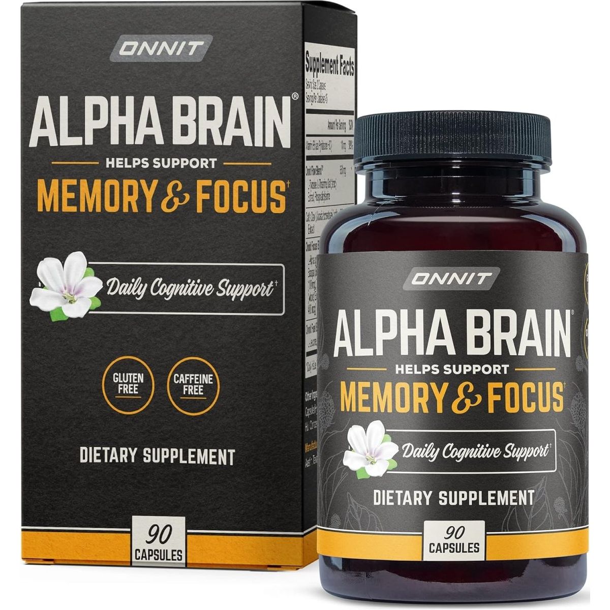 ONNIT Alpha Brain Nootropic Brain Supplement Mental Clarity and Focus & Cognitive Improvement for Men & Women (90 Capsules) - Suppviv