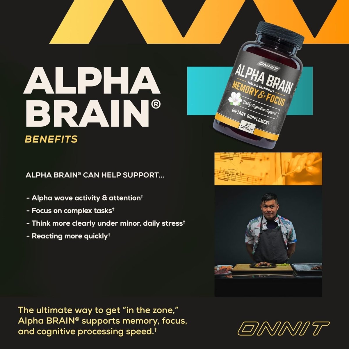 ONNIT Alpha Brain Nootropic Brain Supplement Mental Clarity and Focus & Cognitive Improvement for Men & Women (90 Capsules) - Suppviv