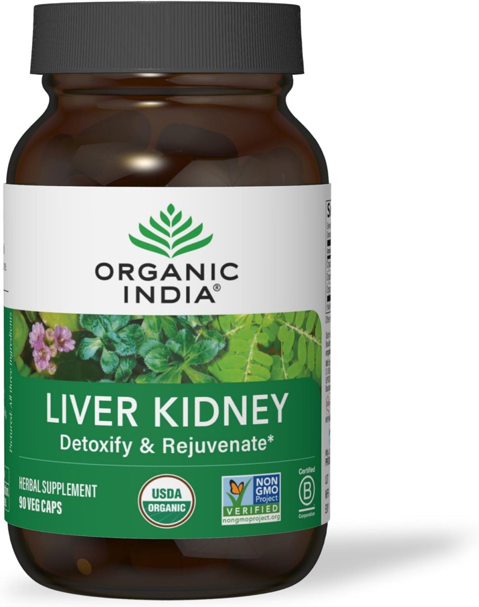 Organic India Liver and Kidney Cleanse Detox Repair - Herbal Supplement - 90 Capsules - Suppviv