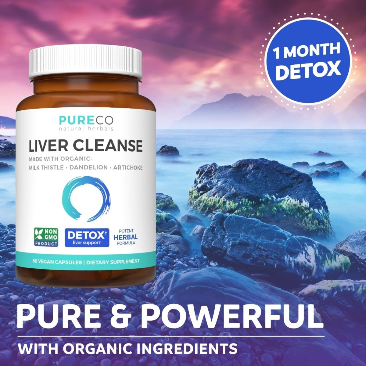 Organic Liver Cleanse Detox & Repair - Liver Health Support Supplement - 60 Capsules - Suppviv