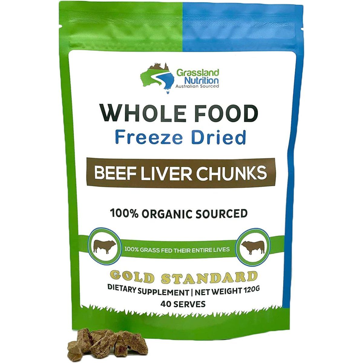 Organic Liver Freeze Dried Chunks — High in Natural Iron, Vitamin A, B12 for Energy (120G) - Suppviv