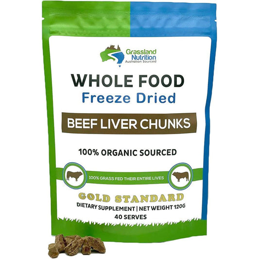 Organic Liver Freeze Dried Chunks — High in Natural Iron, Vitamin A, B12 for Energy (120G) - Suppviv