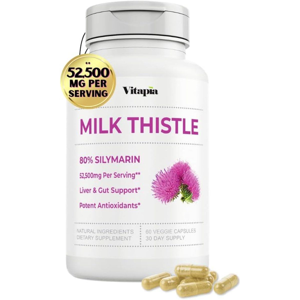 Organic Milk Thistle Liver Cleanse Detox & Repair 60 Capsules - Suppviv