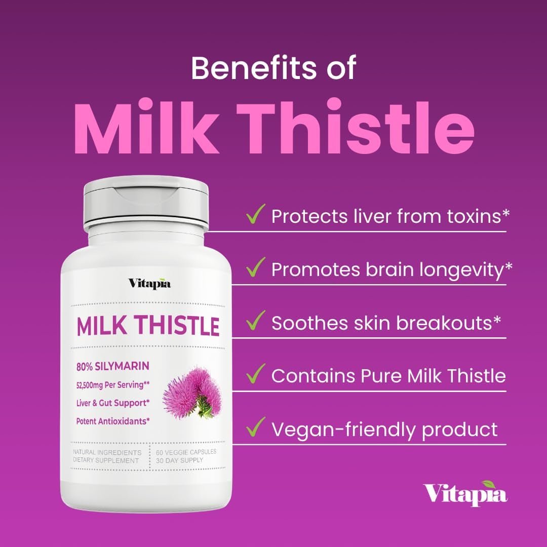 Organic Milk Thistle Liver Cleanse Detox & Repair 60 Capsules - Suppviv