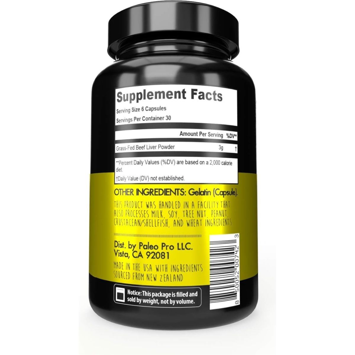 Paleo Pro Liver Gold Premium Beef Organs 180 Capsules - Suppviv