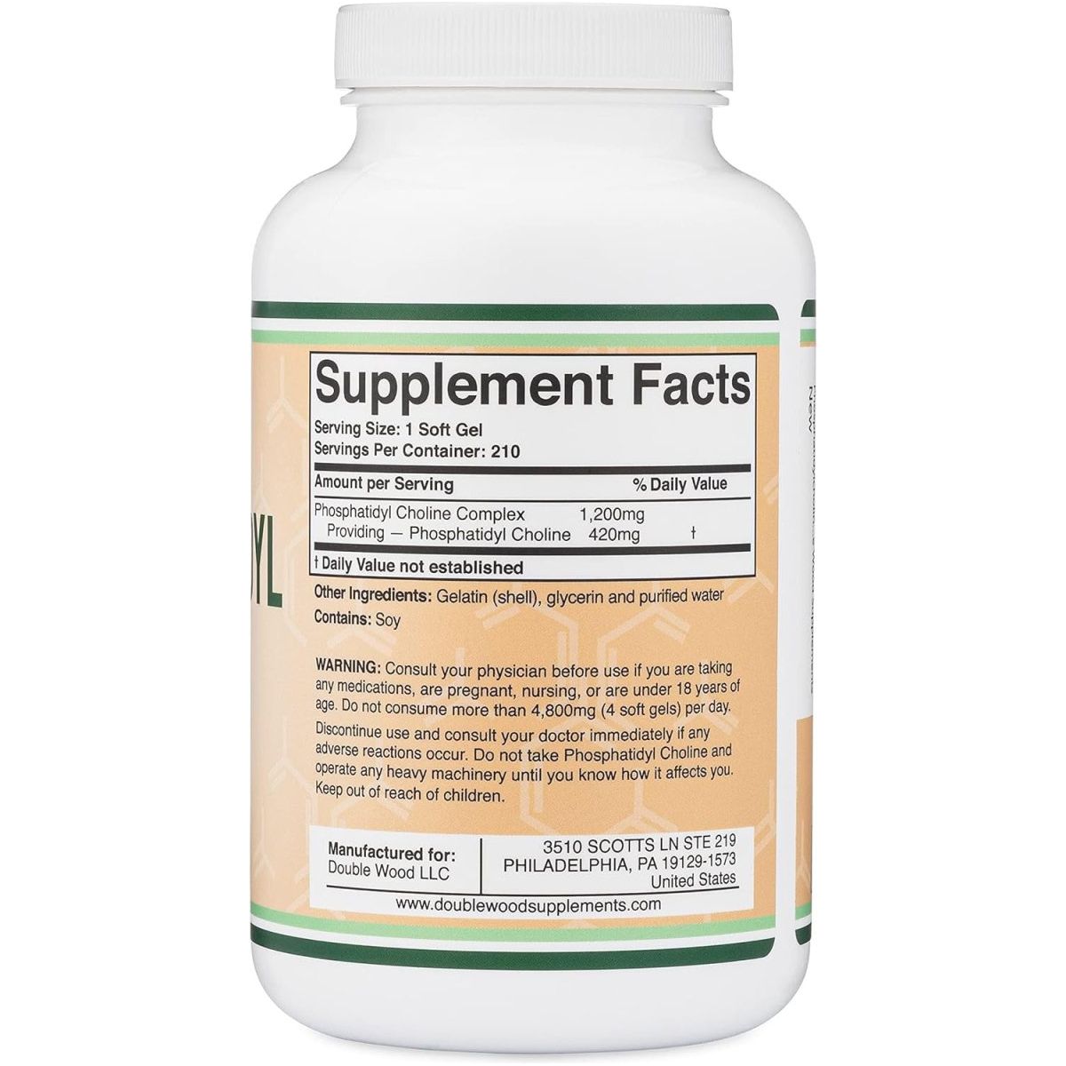 Phosphatidylcholine 1,200Mg – 210 Softgels – Support Brain Health by Double Wood - Suppviv