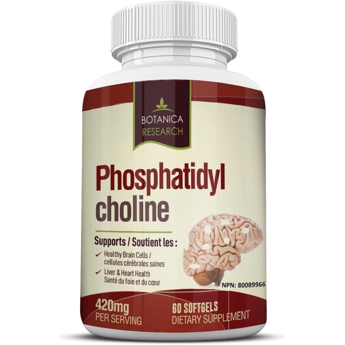 Phosphatidylcholine Complex an All - Natural Nootropic Formula for Brain Health, Liver & Cognitive Support - 60 Capsules by Botanica Research - Suppviv