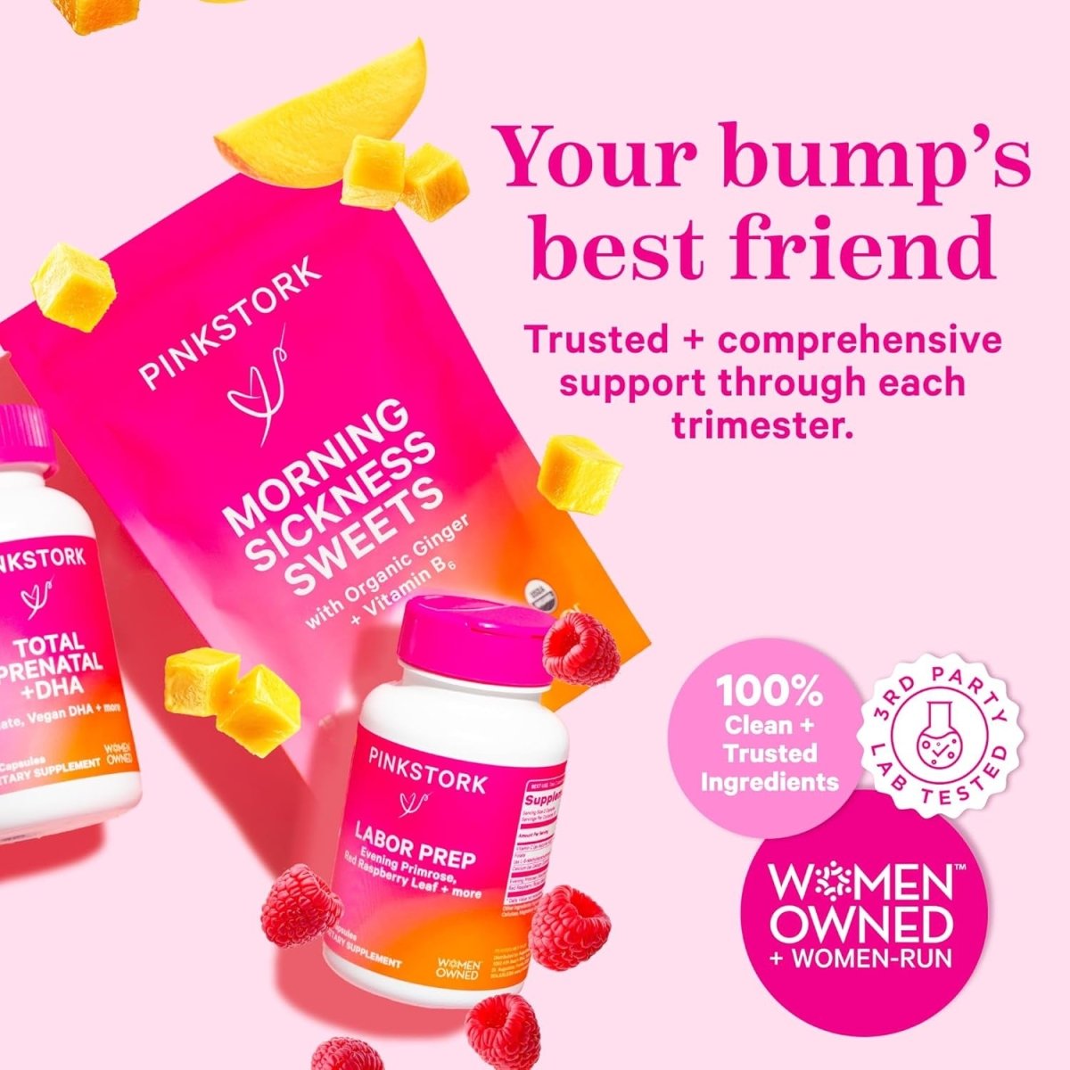 Pink Stork Choline - 550 Mg Choline Bitartrate from Vitacholine for Pregnant + Postpartum Moms 30 Count - Suppviv