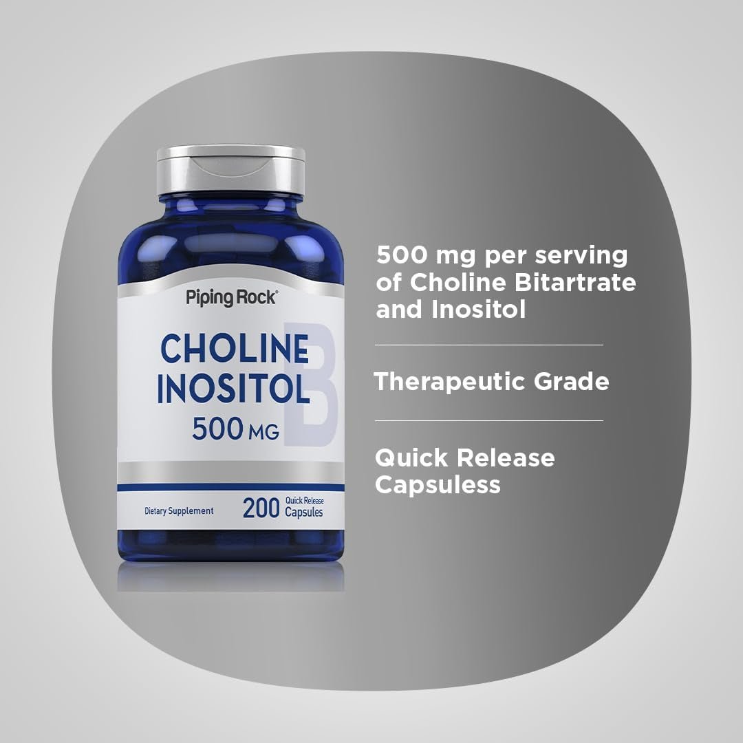 Piping Rock Choline Inositol Supplements | 500Mg | 200 Capsules | Choline Bitartrate & Myo - Inositol | Non - Gmo, Gluten Free - Suppviv