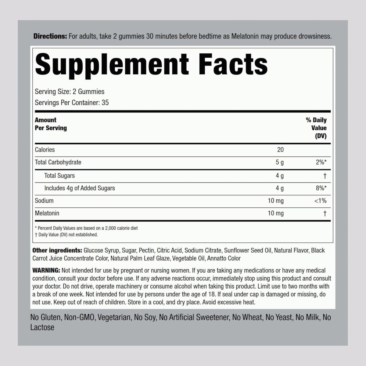 Piping Rock Melatonin Gummies 10Mg - 70 Gummies - Suppviv