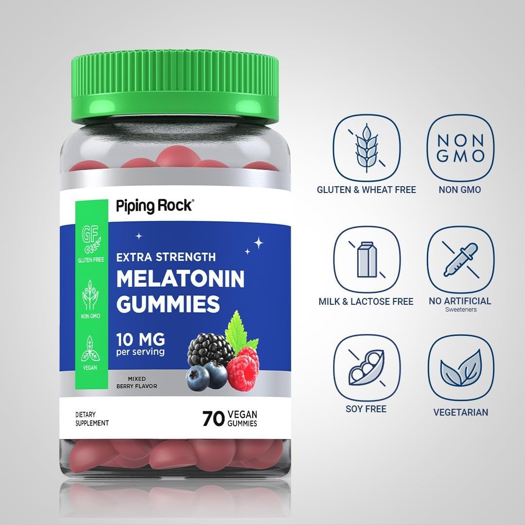 Piping Rock Melatonin Gummies 10Mg - 70 Gummies - Suppviv