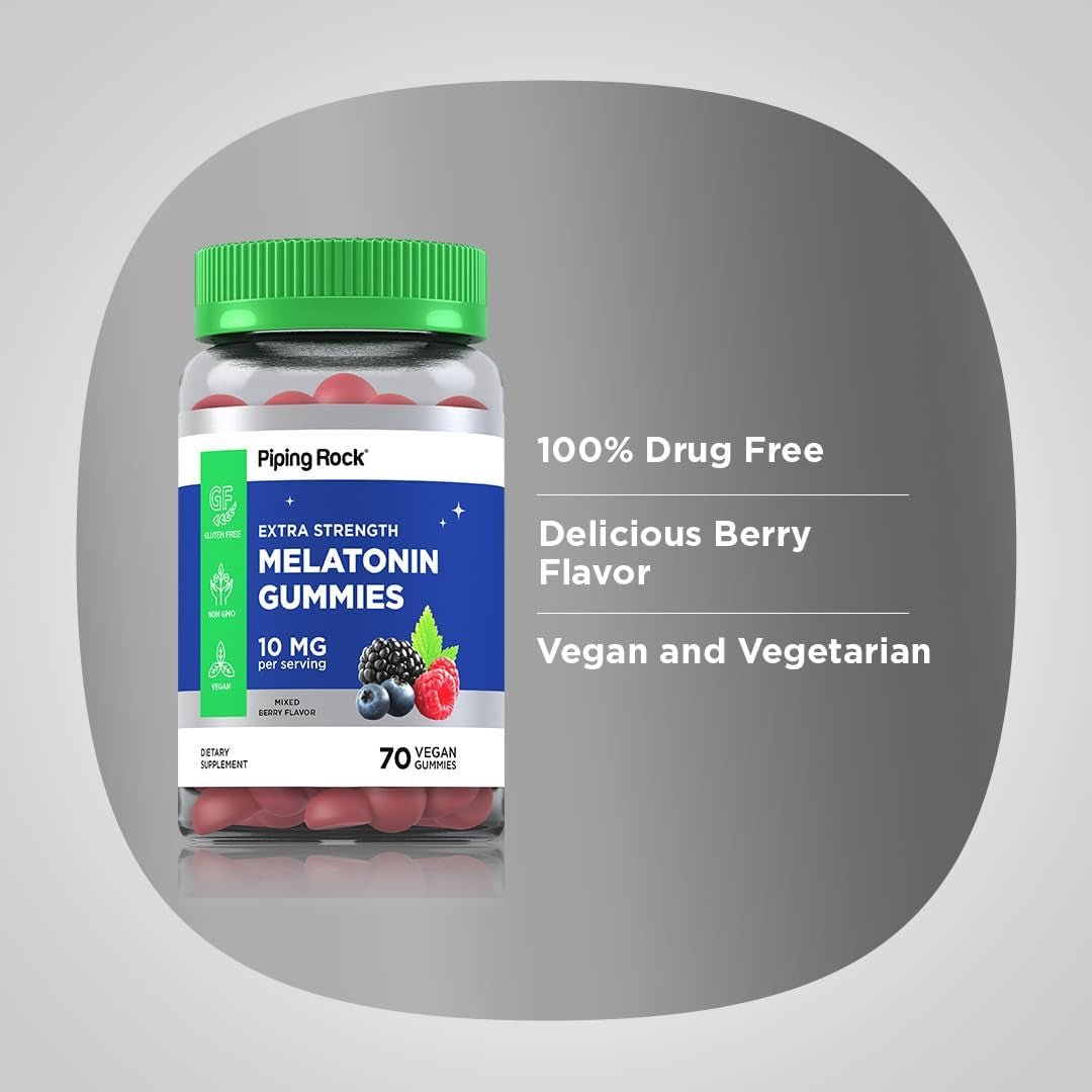 Piping Rock Melatonin Gummies 10Mg - 70 Gummies - Suppviv