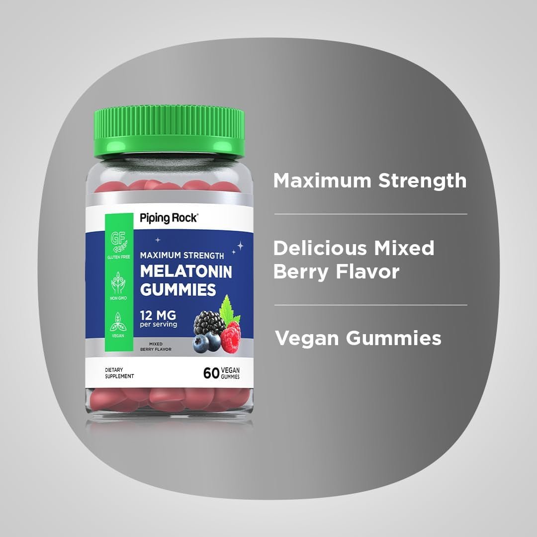 Piping Rock Melatonin Gummies 12Mg | 60 Count - Suppviv